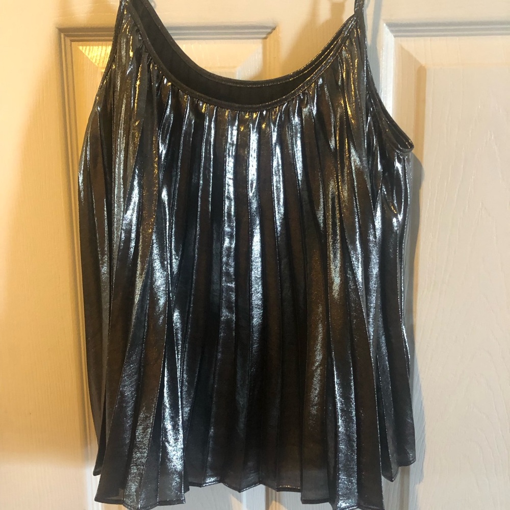 Banana Republic Metallic Swing Pleated Tank Camisole Top Size M